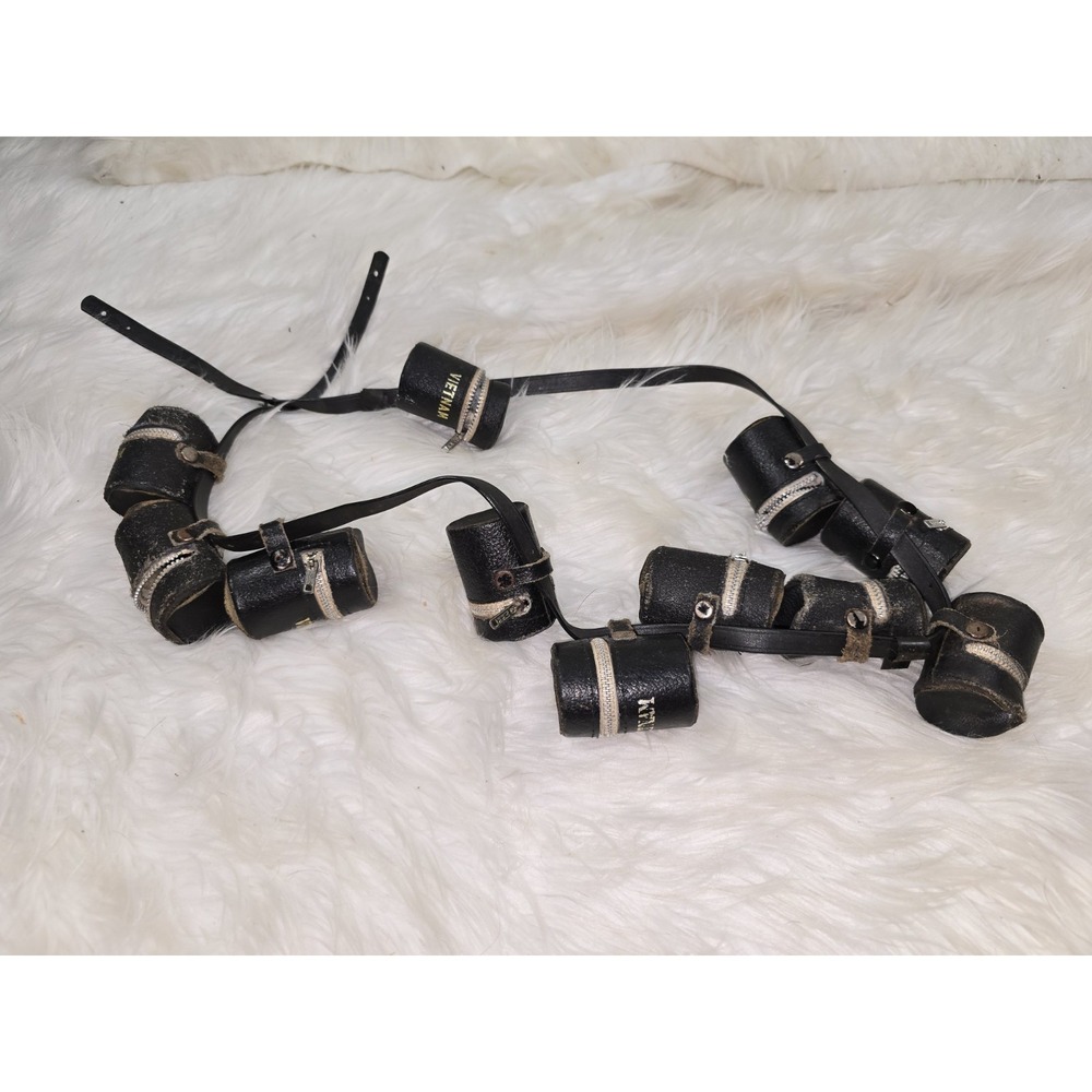 11 Vintage Sm1960's Black Leather 35mm Film Roll Holder Canister Case Zippered